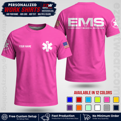 Custom EMS Shirt with Name, Logo & Text | EMS Team Uniform | First Responder Workwear EMSU01