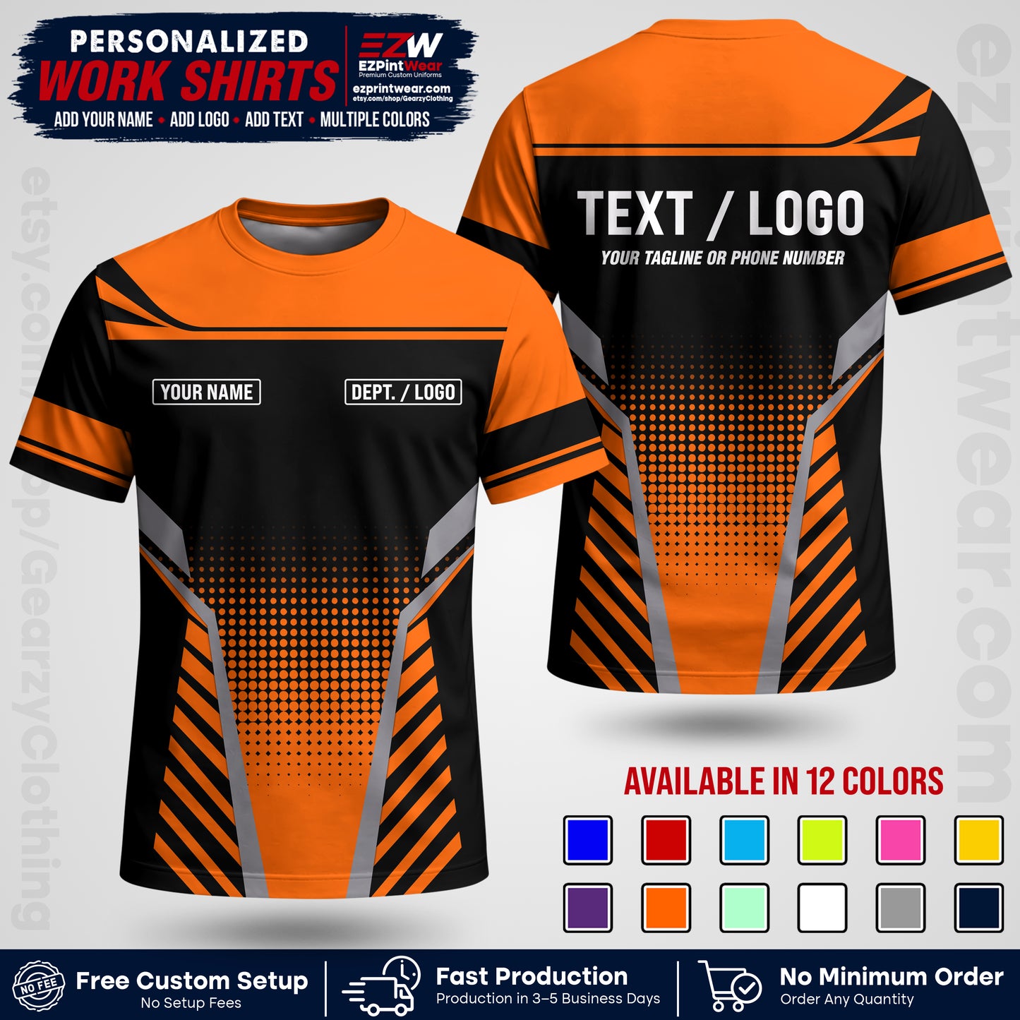Custom All Over Print Work Uniform Shirt with Name, Logo & Text | Custom Hawaiian Shirt | Company Shirt | Employee Uniform UNF08