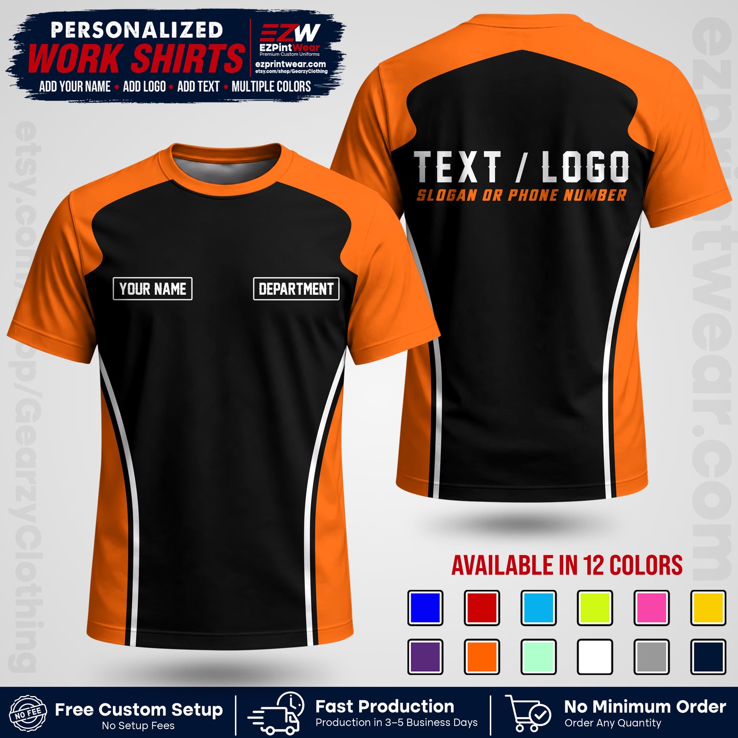 Custom All Over Print Work Uniform Shirt with Name, Logo & Text | Custom Hawaiian Shirt | Company Shirt | Employee Uniform UNF16