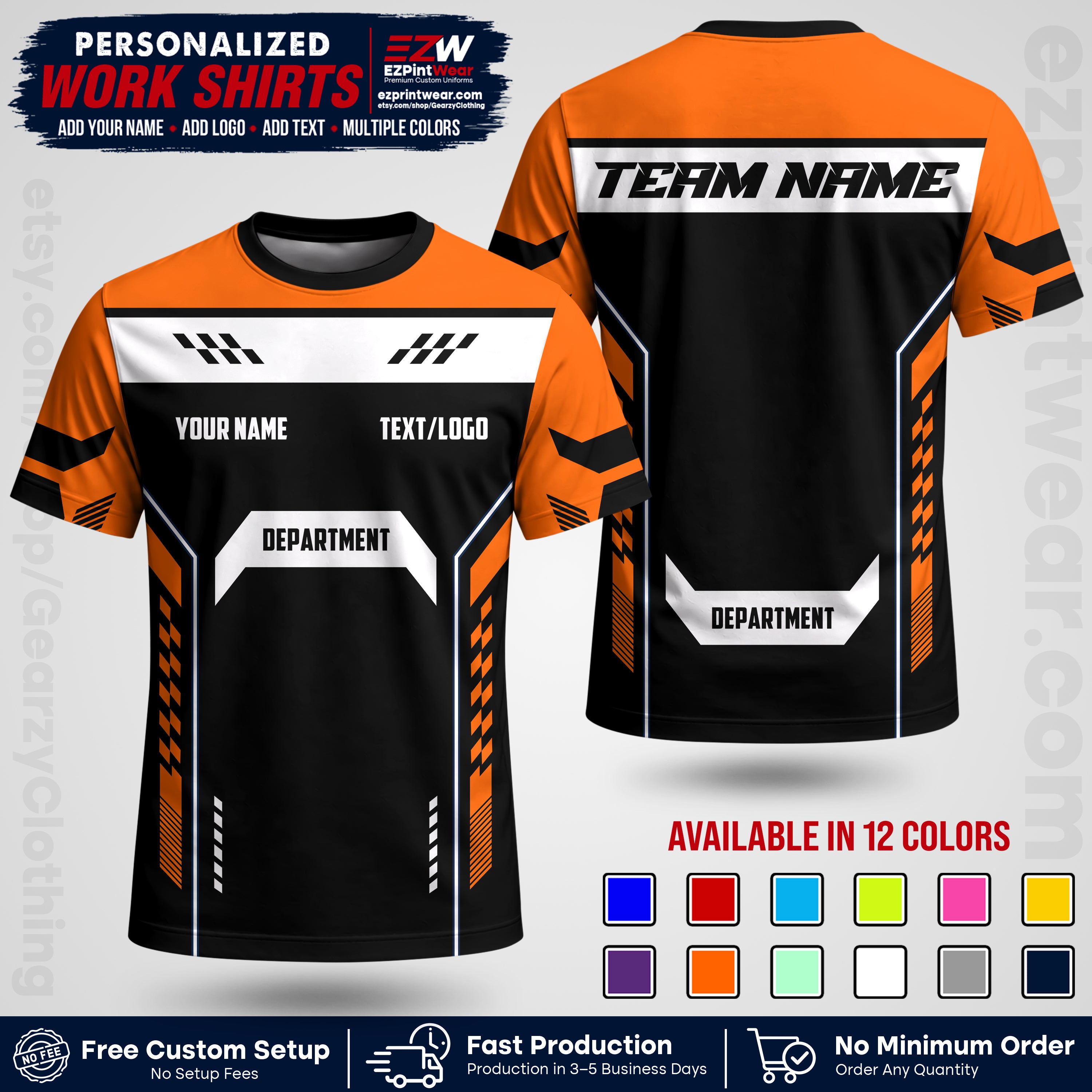 Custom All Over Print Work Uniform Shirt with Name, Logo & Text | Custom Hawaiian Shirt | Company Shirt | Employee Uniform UNF18