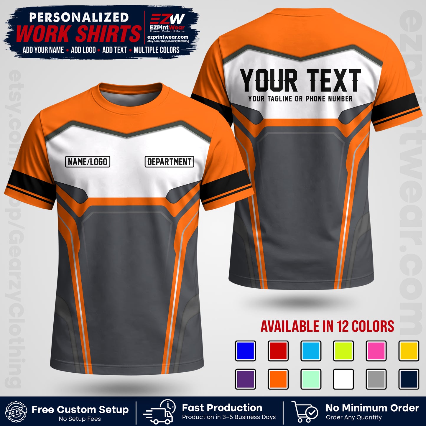 Custom All Over Print Work Uniform Shirt with Name, Logo & Text | Custom Hawaiian Shirt | Company Shirt | Employee Uniform UNF05