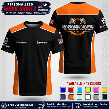 Custom Mechanic Work Shirt with Name, Logo & Text | Auto Shop Uniform | Workwear MCN 07