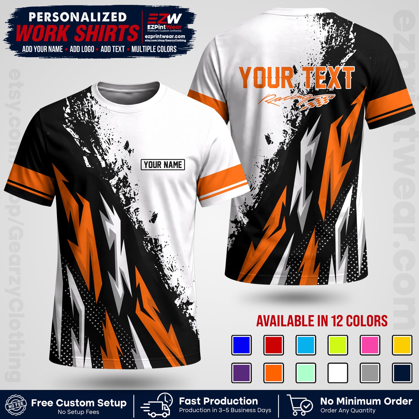 Custom Racing Shirt with Name, Logo & Text | Race Team Uniform | Crew Apparel RC08