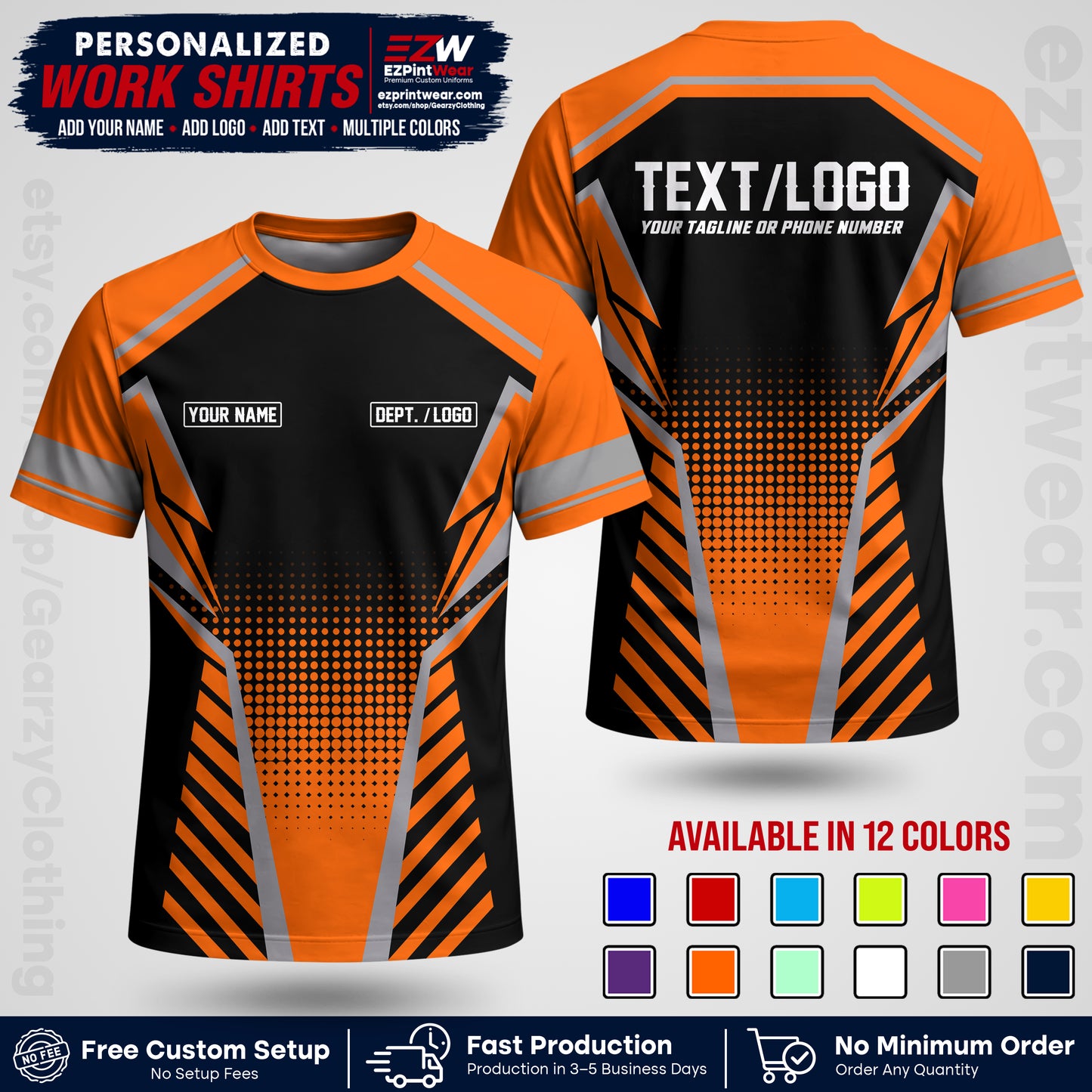 Custom All Over Print Work Uniform Shirt with Name, Logo & Text | Custom Hawaiian Shirt | Company Shirt | Employee Uniform UNF13