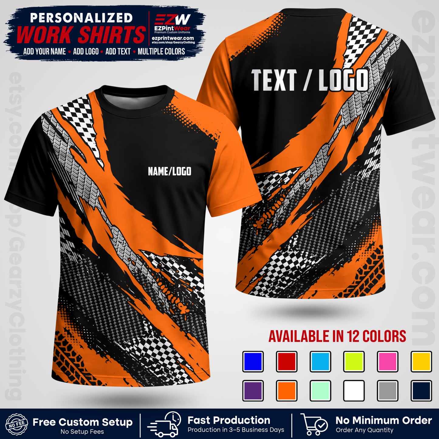 Custom Racing Shirt with Name, Logo & Text | Race Team Uniform | Crew Apparel RC05