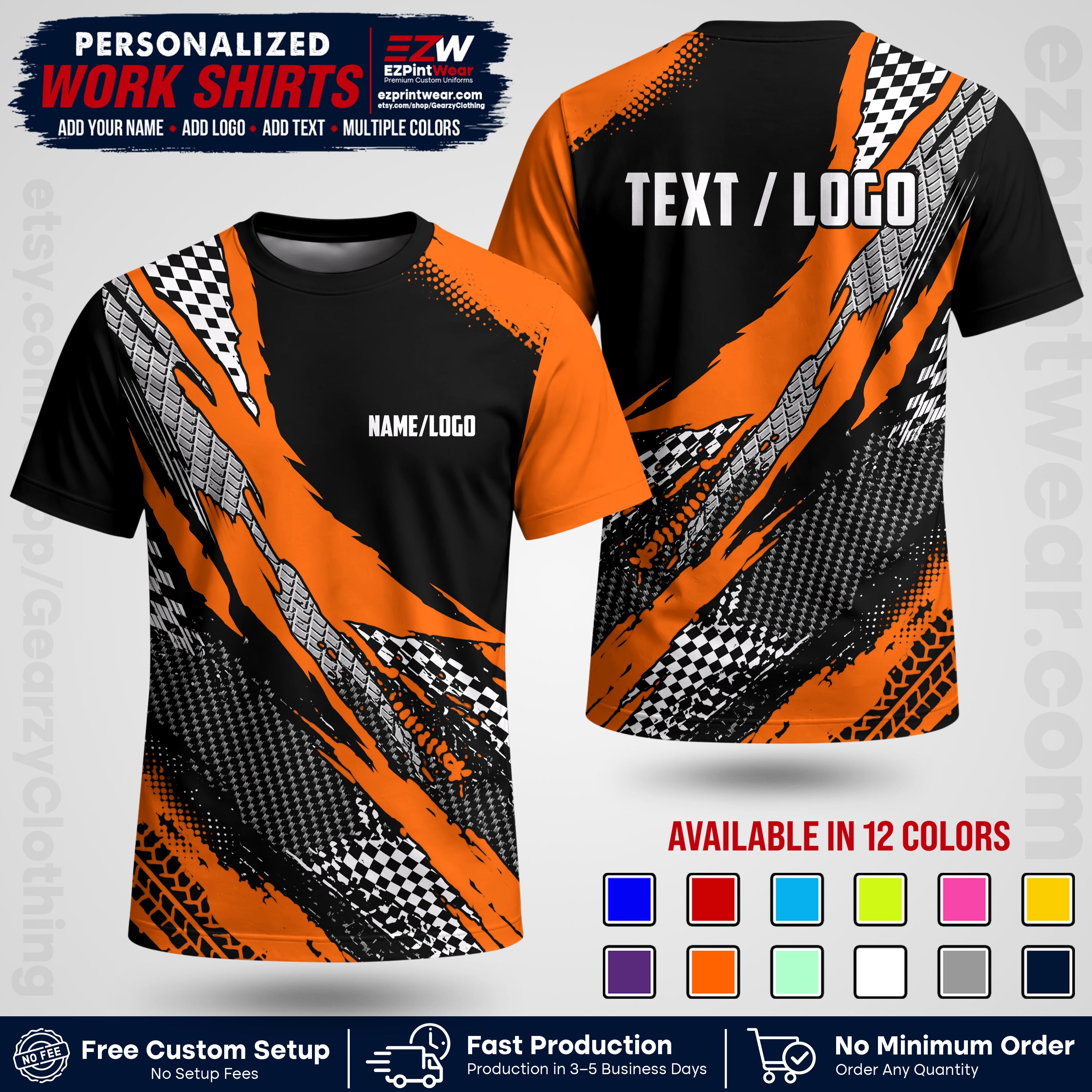 Custom Racing Shirt with Name, Logo & Text | Race Team Uniform | Crew Apparel RC05
