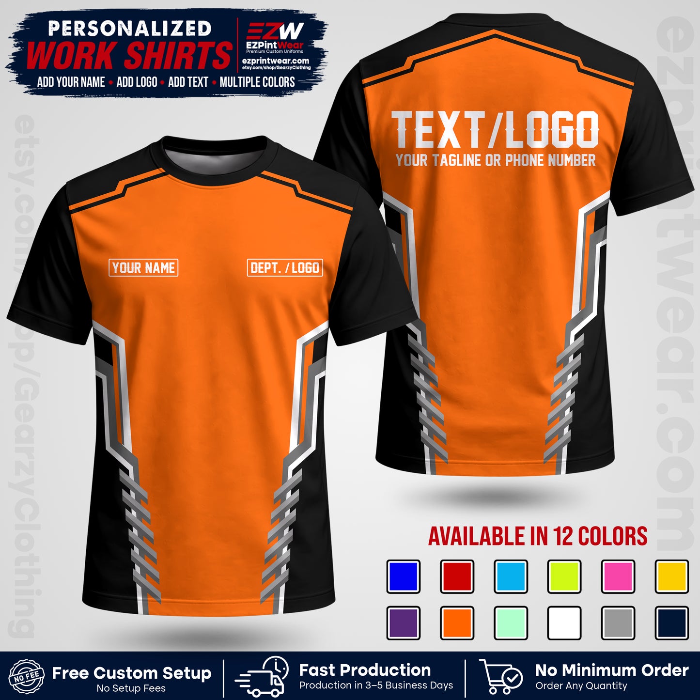 Custom All Over Print Work Uniform Shirt with Name, Logo & Text | Custom Hawaiian Shirt | Company Shirt | Employee Uniform UNF15
