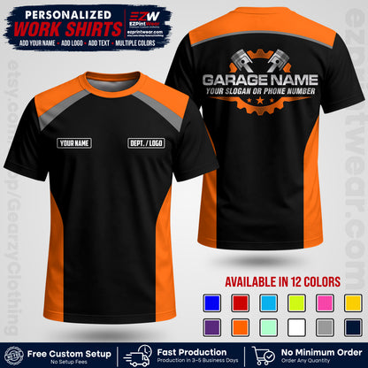Custom Mechanic Work Shirt with Name, Logo & Text | Auto Shop Uniform | Workwear MCN 06