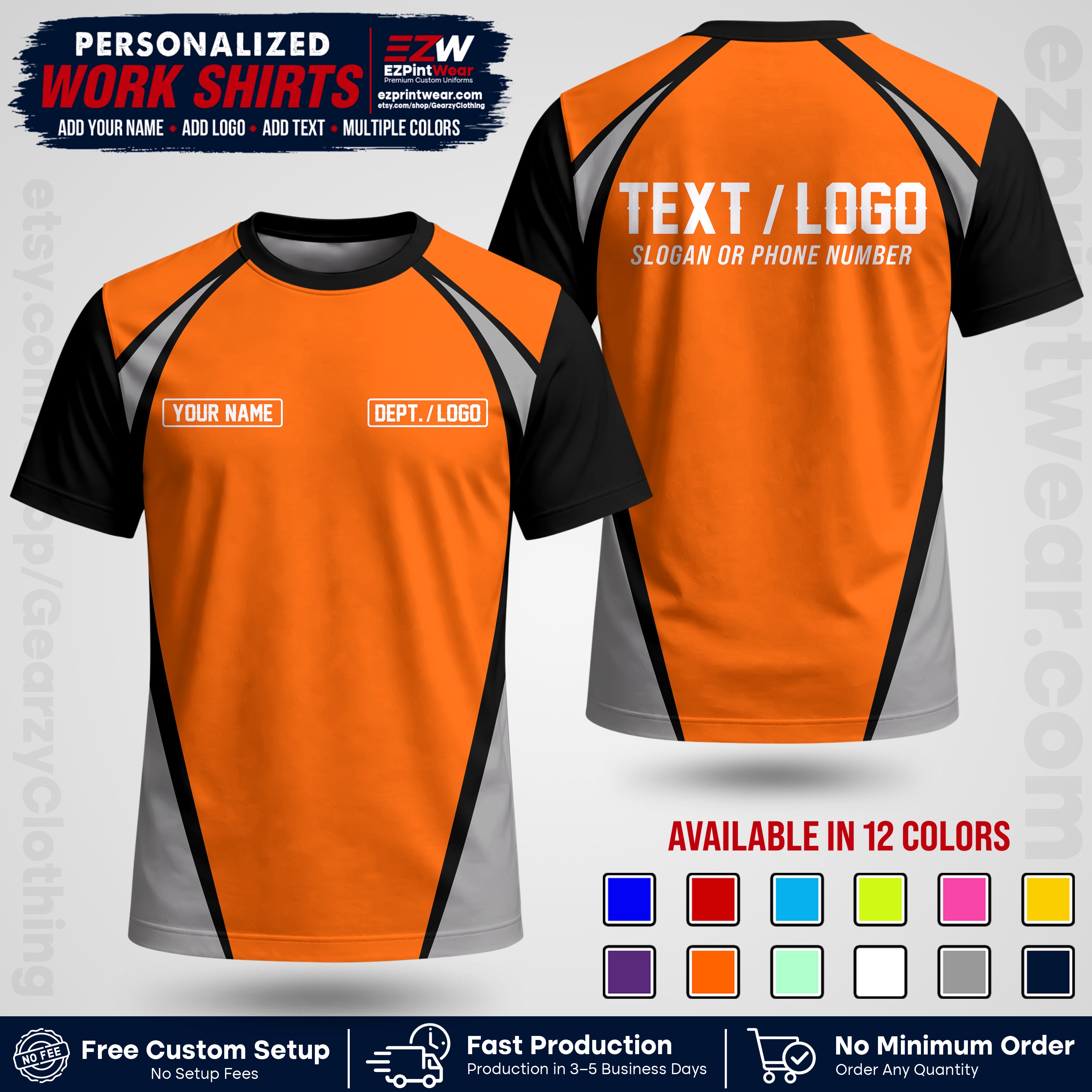 Custom All Over Print Work Uniform Shirt with Name, Logo & Text | Custom Hawaiian Shirt | Company Shirt | Employee Uniform UNF20
