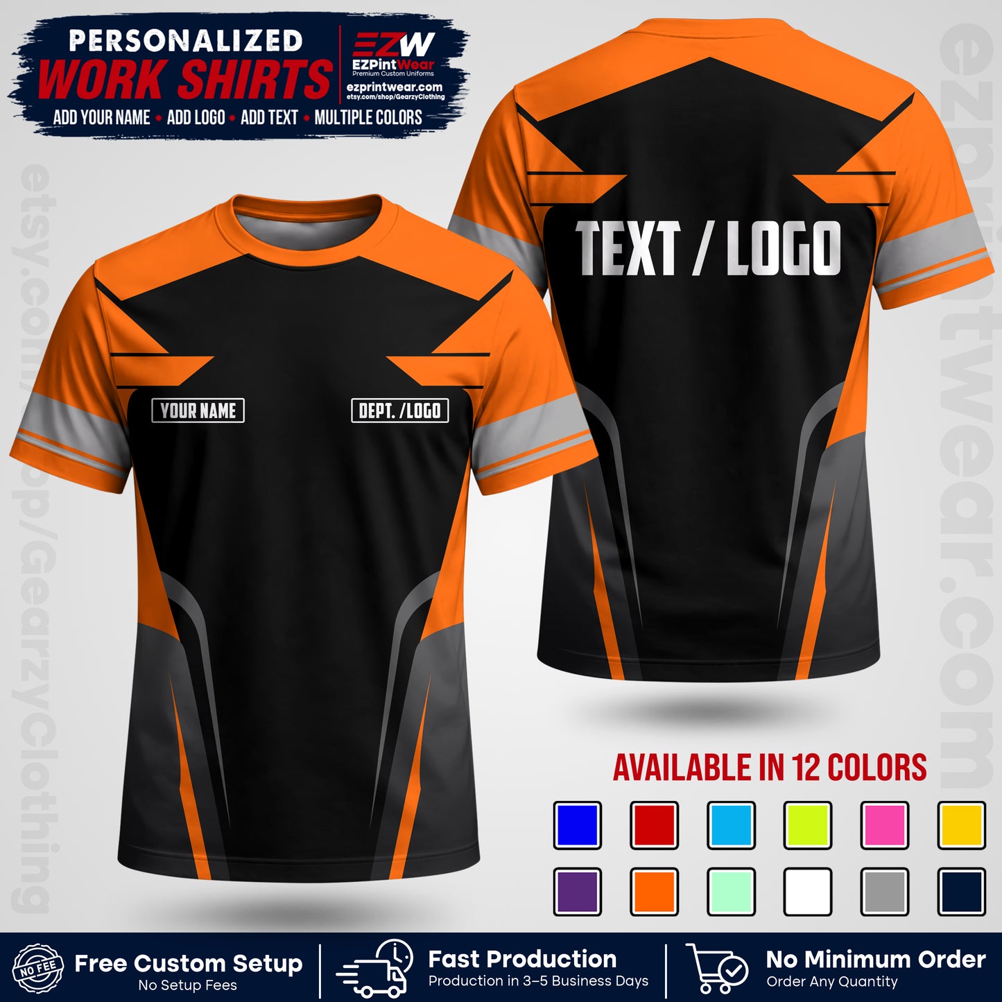 Custom All Over Print Work Uniform Shirt with Name, Logo & Text | Custom Hawaiian Shirt | Company Shirt | Employee Uniform UNF01