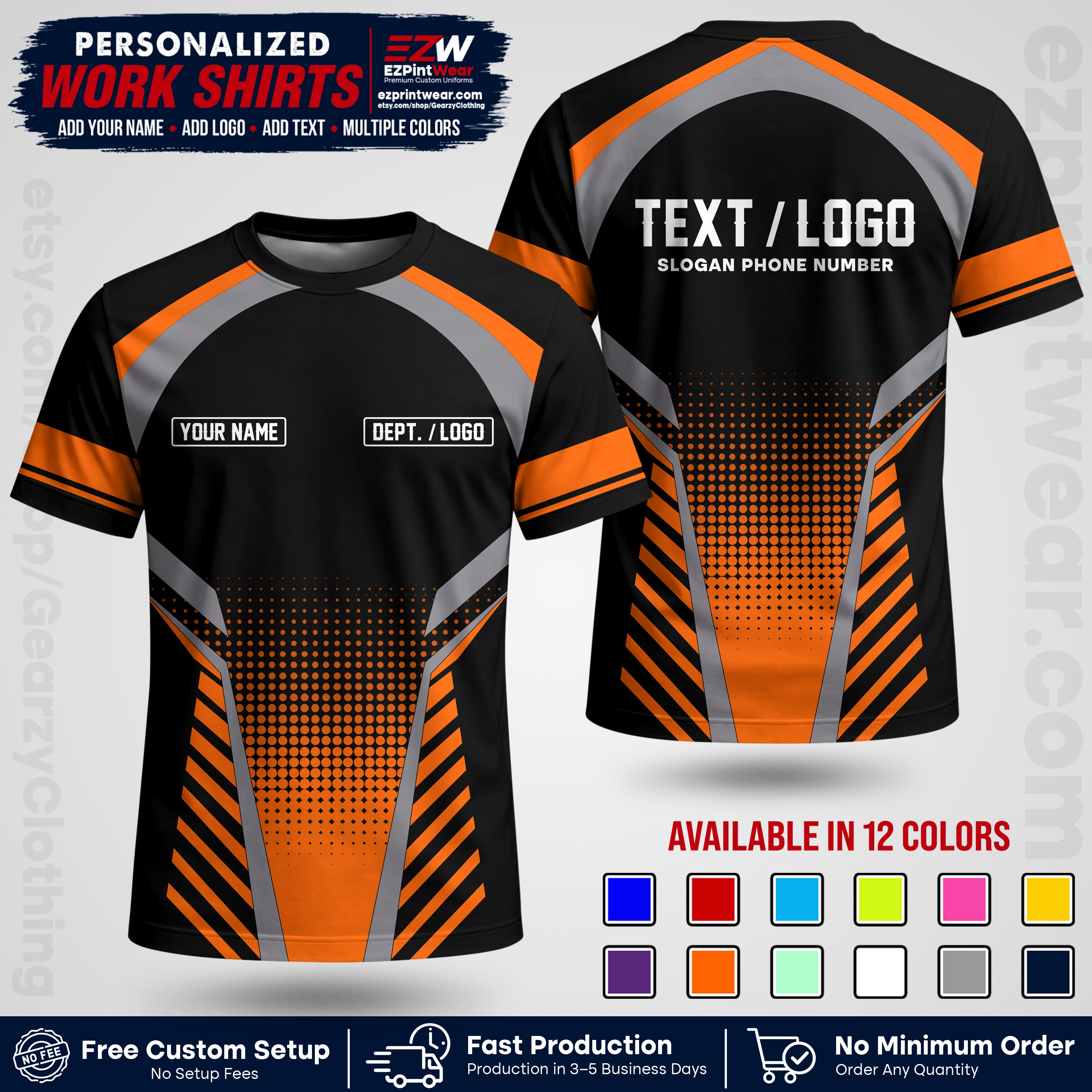 Custom All Over Print Work Uniform Shirt with Name, Logo & Text | Custom Hawaiian Shirt | Company Shirt | Employee Uniform UNF19
