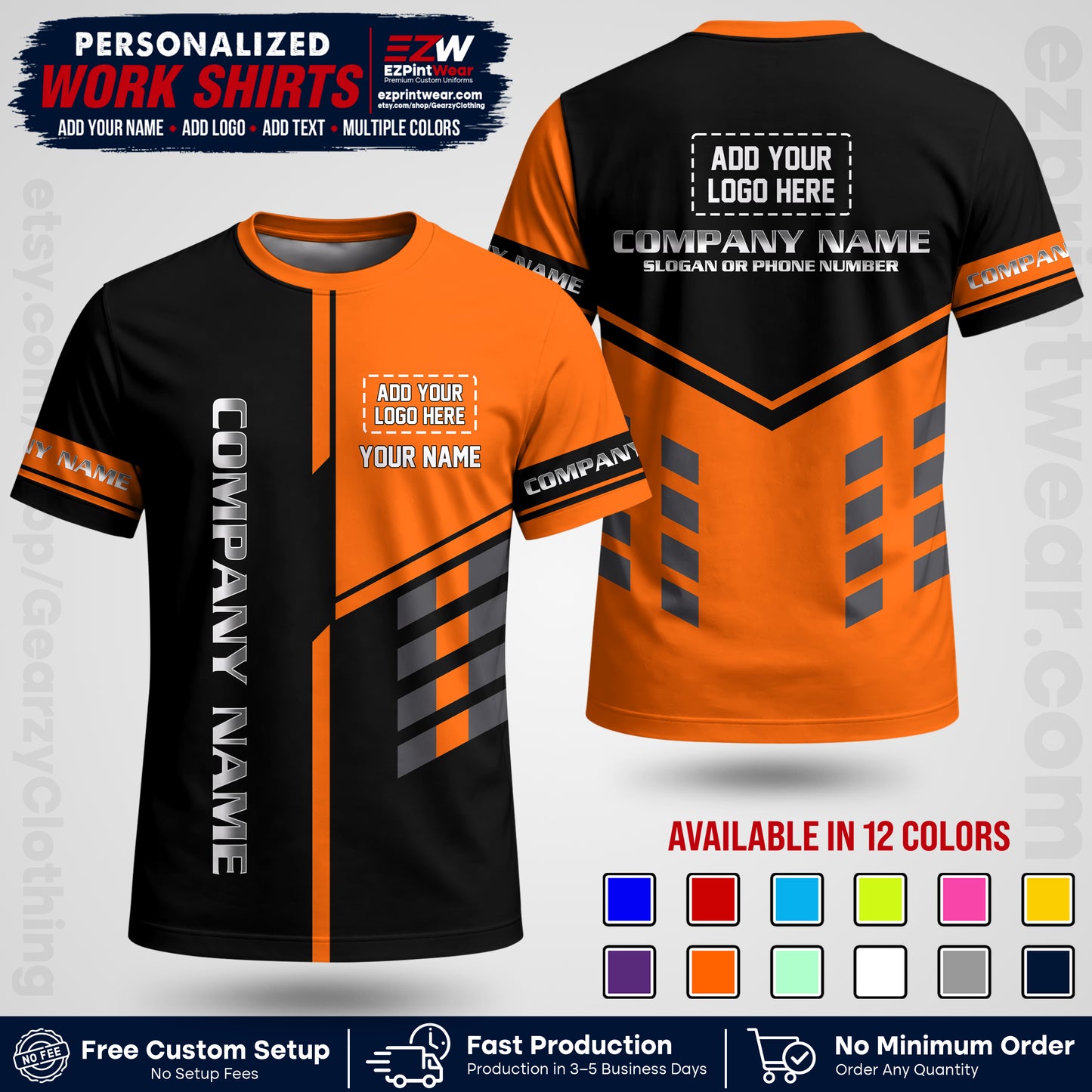 Custom All Over Print Work Uniform Shirt with Name, Logo & Text | Custom Hawaiian Shirt | Company Shirt | Employee Uniform UNF09