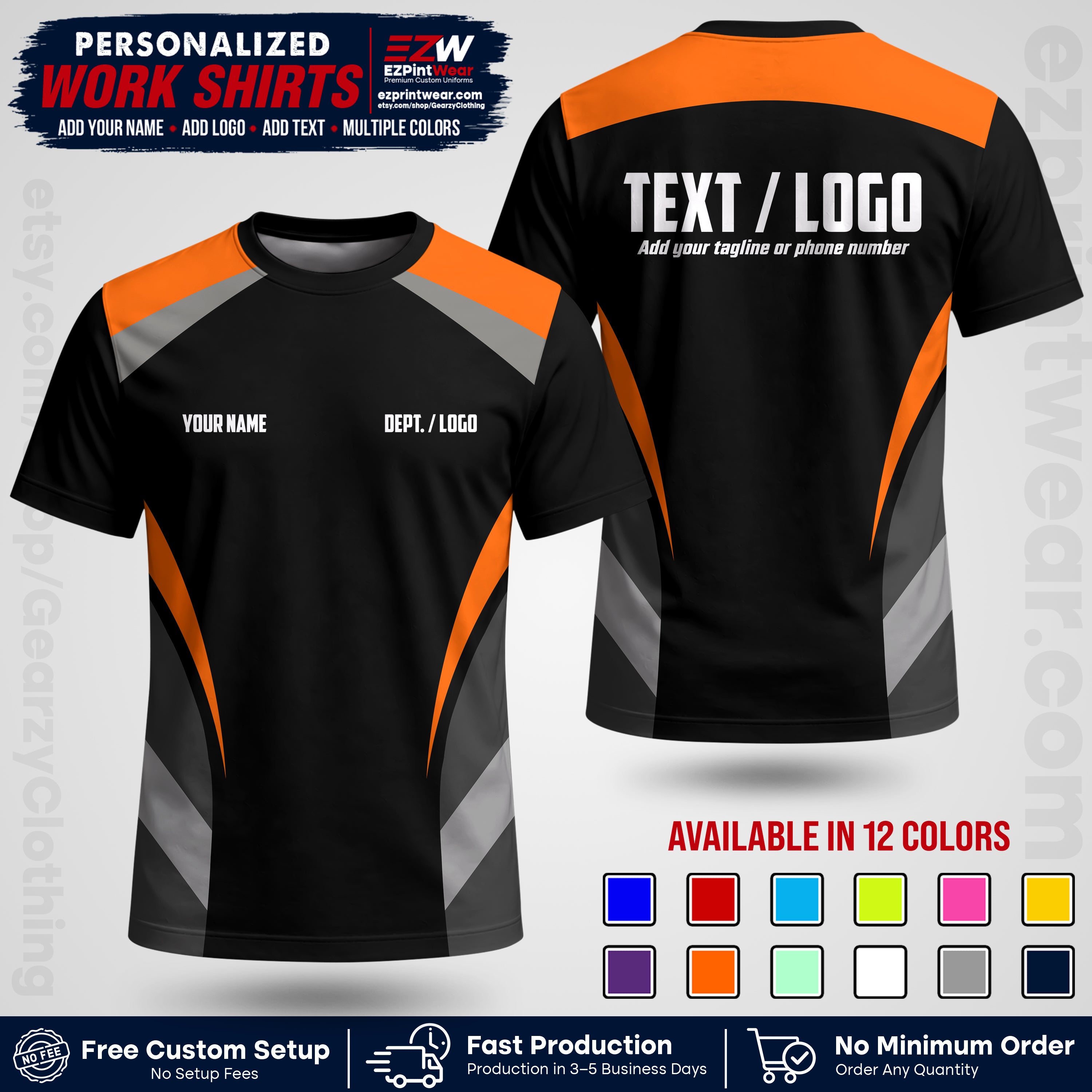Custom All Over Print Work Uniform Shirt with Name, Logo & Text | Custom Hawaiian Shirt | Company Shirt | Employee Uniform UNF03