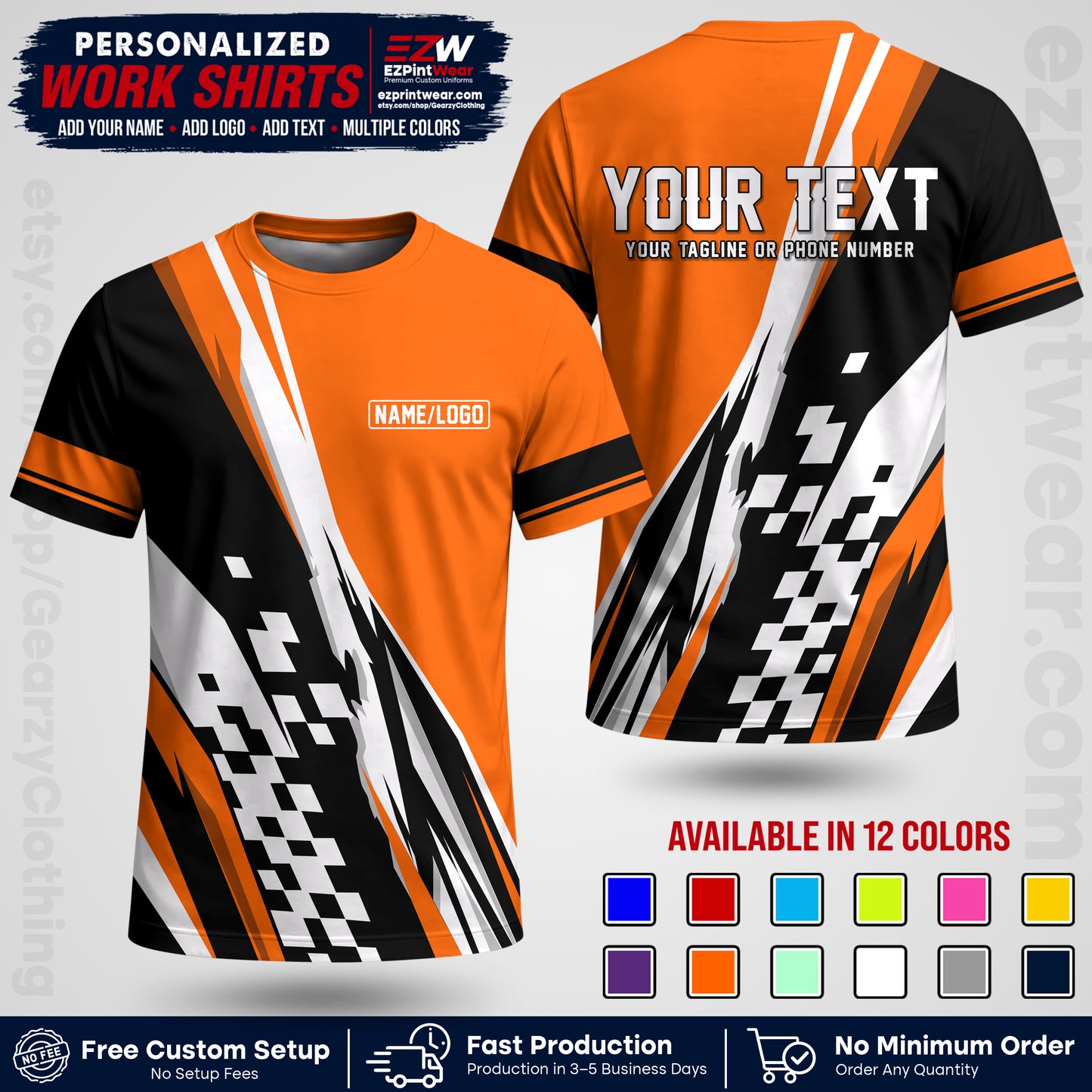 Custom Racing Shirt with Name, Logo & Text | Race Team Uniform | Crew Apparel RC04