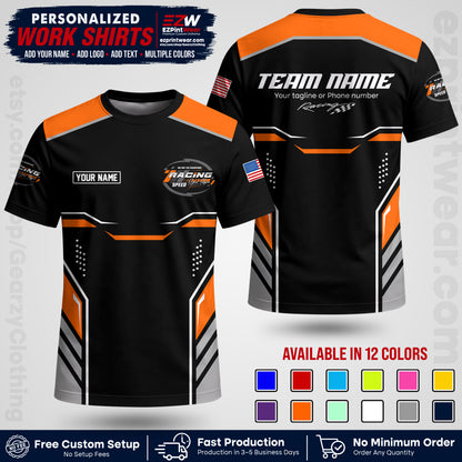 Custom Racing Shirt with Name, Logo & Text | Race Team Uniform | Crew Apparel RC10