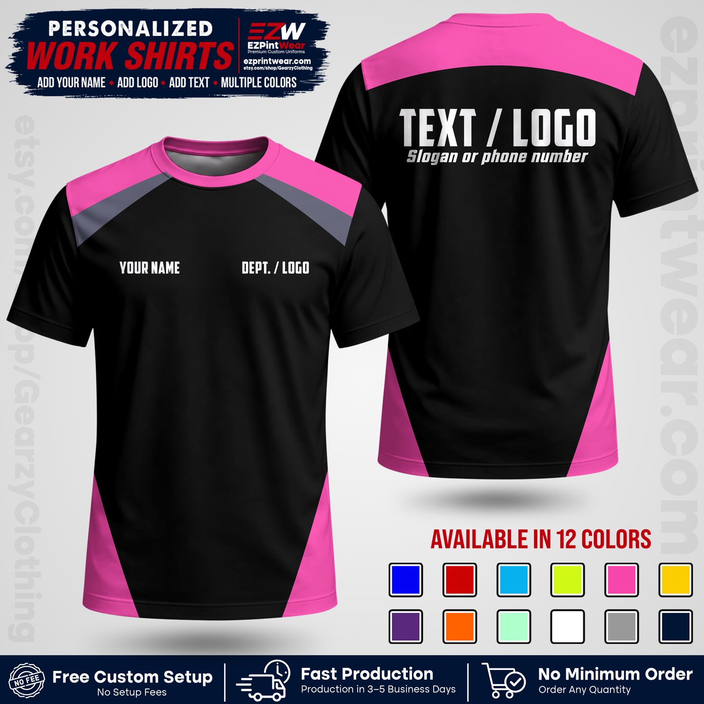 Custom All Over Print Work Uniform Shirt with Name, Logo & Text | Custom Hawaiian Shirt | Company Shirt | Employee Uniform UNF02