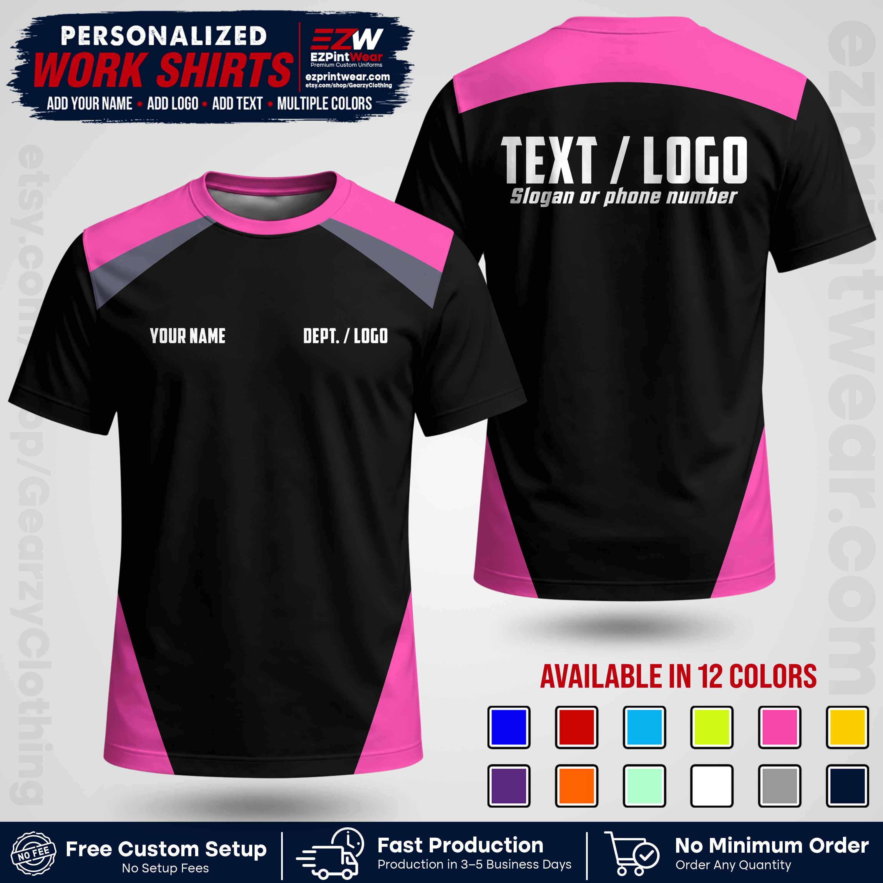 Custom All Over Print Work Uniform Shirt with Name, Logo & Text | Custom Hawaiian Shirt | Company Shirt | Employee Uniform UNF02