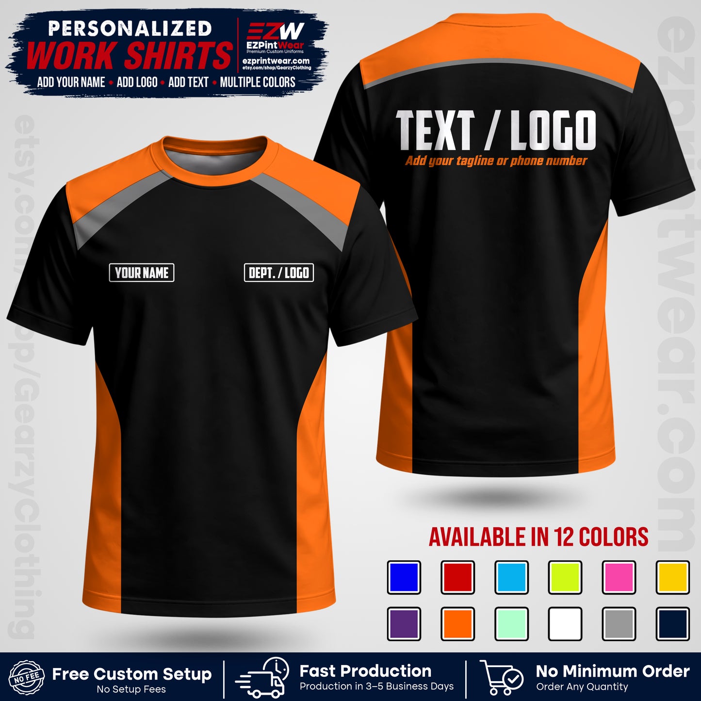 Custom All Over Print Work Uniform Shirt with Name, Logo & Text | Custom Hawaiian Shirt | Company Shirt | Employee Uniform UNF04