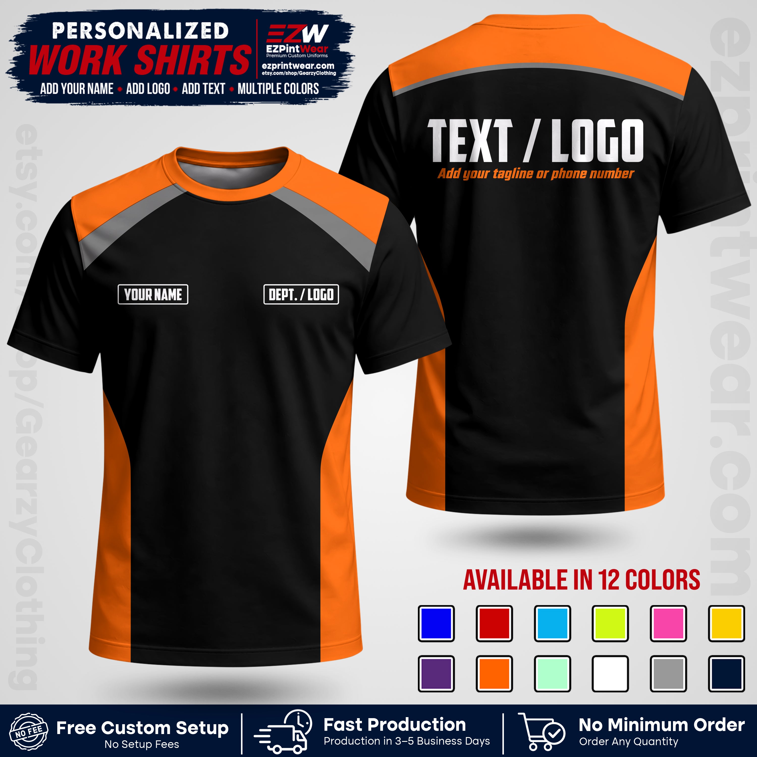 Custom All Over Print Work Uniform Shirt with Name, Logo & Text | Custom Hawaiian Shirt | Company Shirt | Employee Uniform UNF04