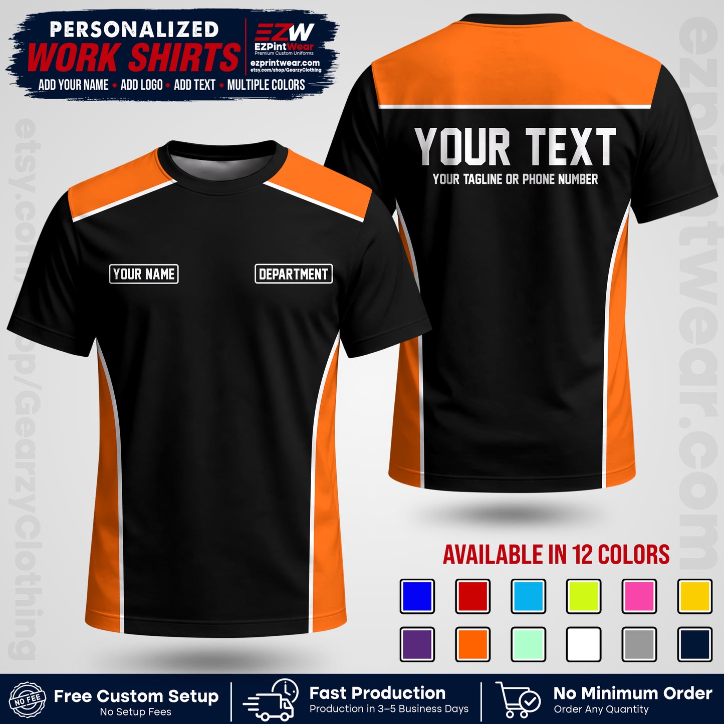 Custom All Over Print Work Uniform Shirt with Name, Logo & Text | Custom Hawaiian Shirt | Company Shirt | Employee Uniform UNF12