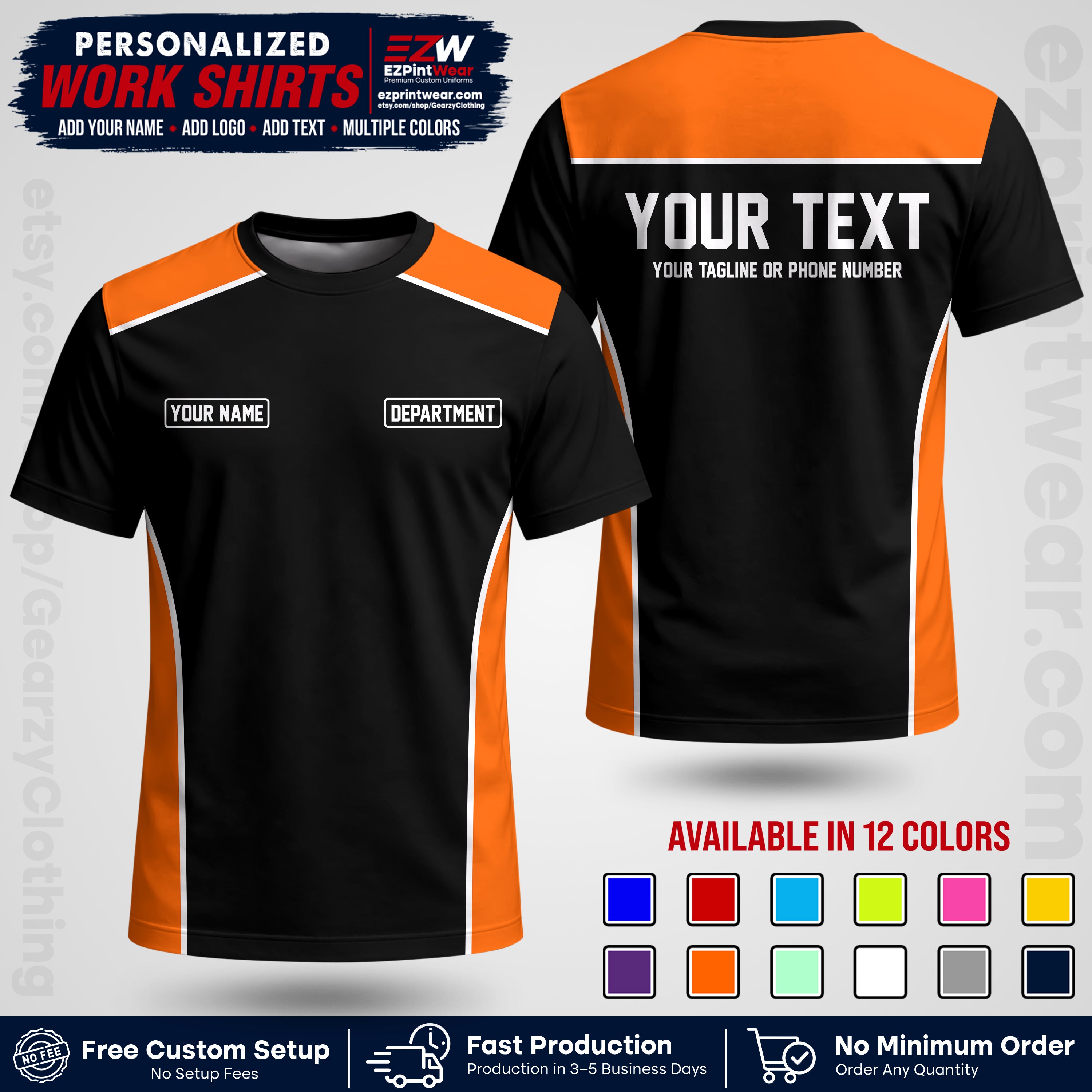 Custom All Over Print Work Uniform Shirt with Name, Logo & Text | Custom Hawaiian Shirt | Company Shirt | Employee Uniform UNF12