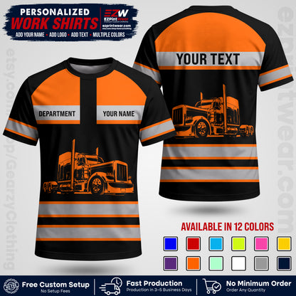 Personalized Truck Driver Workwear Uniform | Custom Safety Stripe Apparel | Non-Reflective Reflective Style Design TW02
