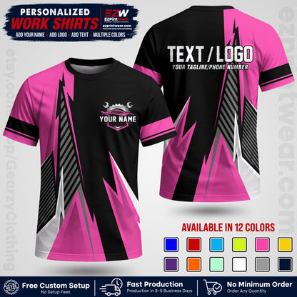 Custom Mechanic Work Shirt with Name, Logo & Text | Auto Shop Uniform | Workwear MCN 01