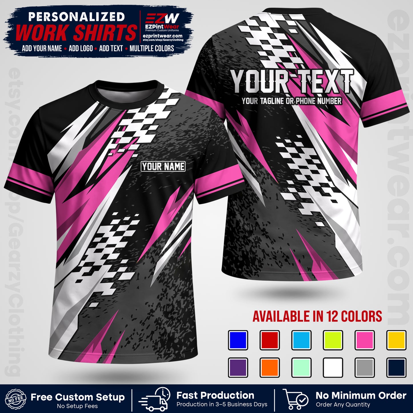 Custom Racing Shirt with Name, Logo & Text | Race Team Uniform | Crew Apparel RC03
