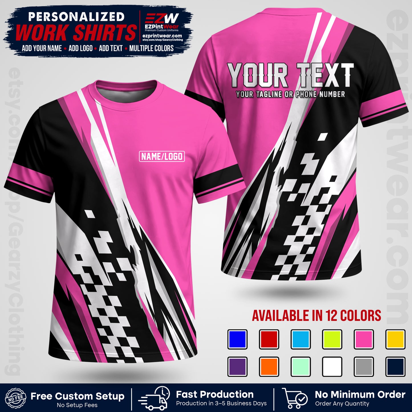 Custom Racing Shirt with Name, Logo & Text | Race Team Uniform | Crew Apparel RC04