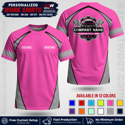 Custom Mechanic Work Shirt with Name, Logo & Text | Auto Shop Uniform | Workwear MCN 09