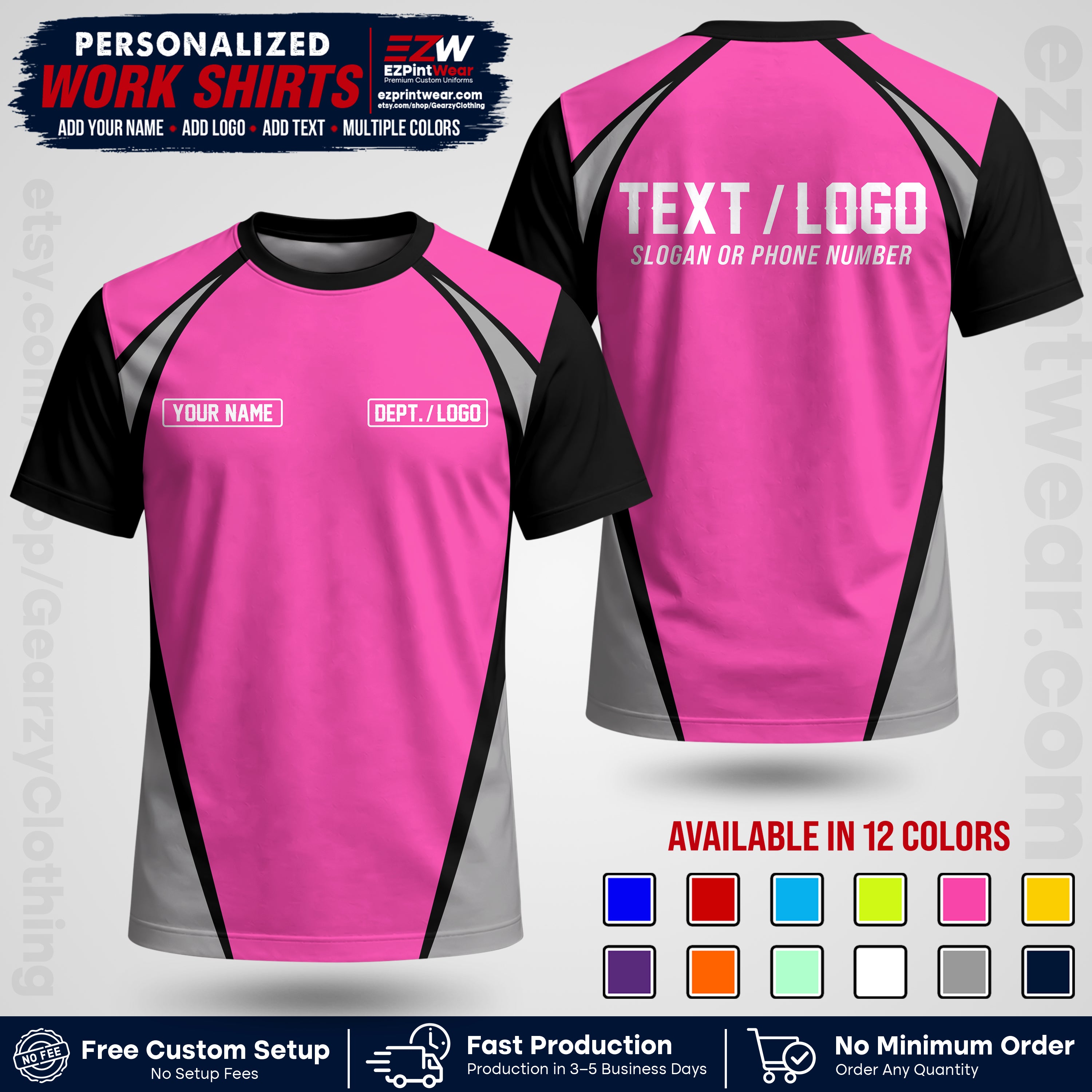 Custom All Over Print Work Uniform Shirt with Name, Logo & Text | Custom Hawaiian Shirt | Company Shirt | Employee Uniform UNF20