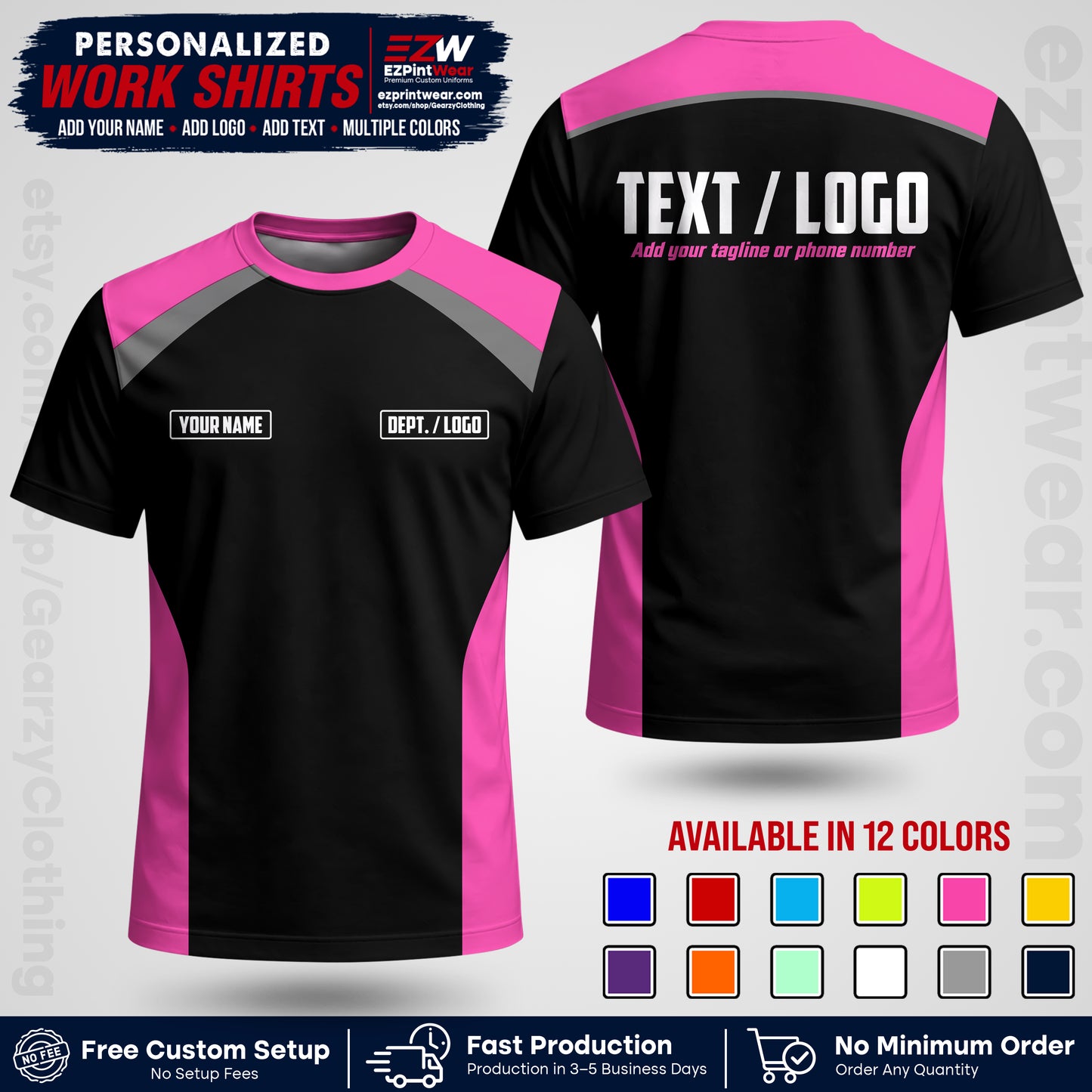 Custom All Over Print Work Uniform Shirt with Name, Logo & Text | Custom Hawaiian Shirt | Company Shirt | Employee Uniform UNF04