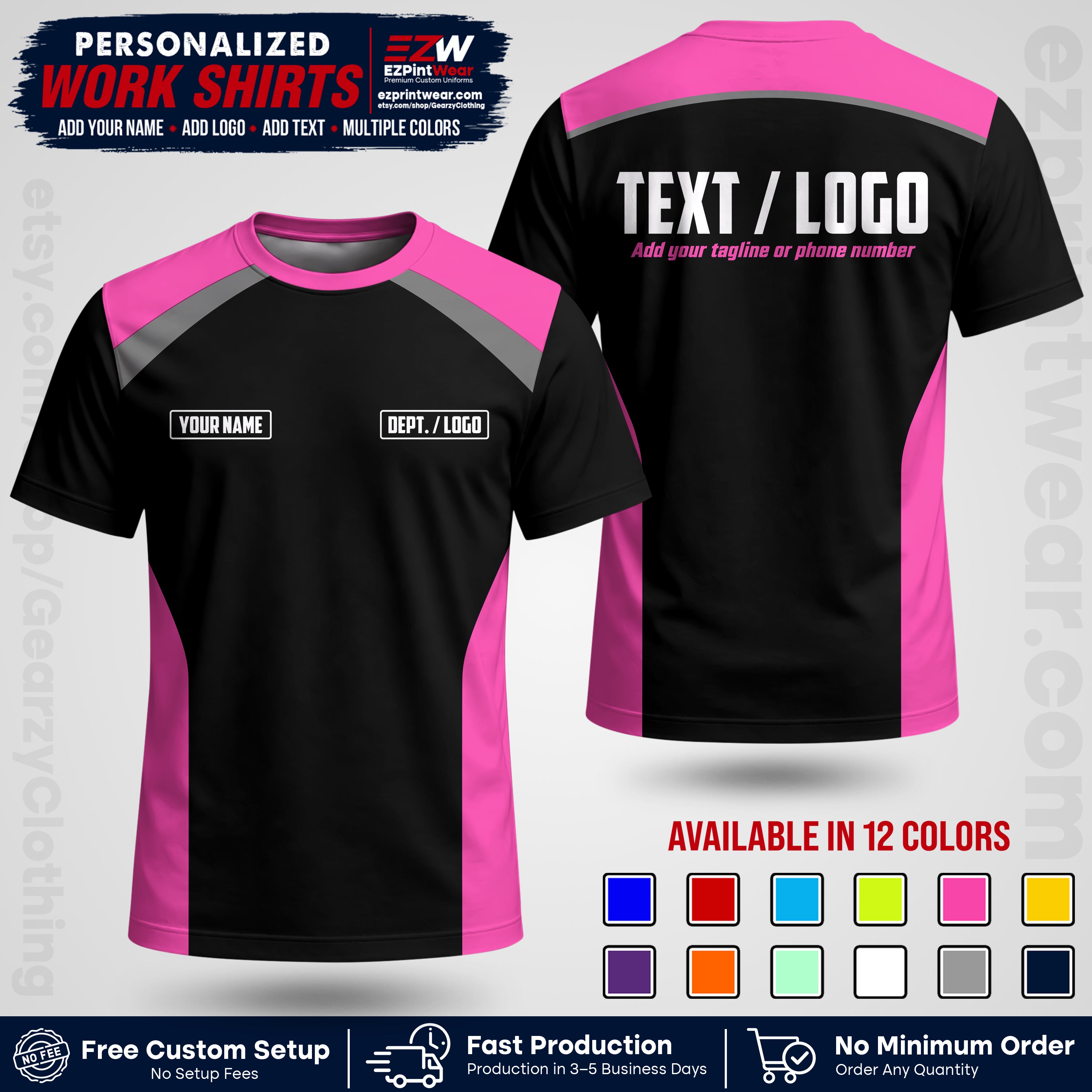 Custom All Over Print Work Uniform Shirt with Name, Logo & Text | Custom Hawaiian Shirt | Company Shirt | Employee Uniform UNF04