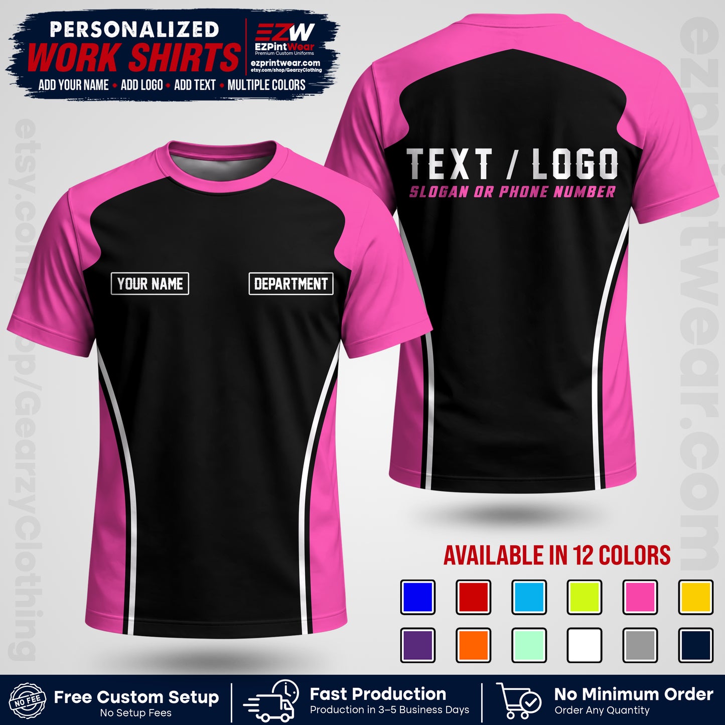 Custom All Over Print Work Uniform Shirt with Name, Logo & Text | Custom Hawaiian Shirt | Company Shirt | Employee Uniform UNF16