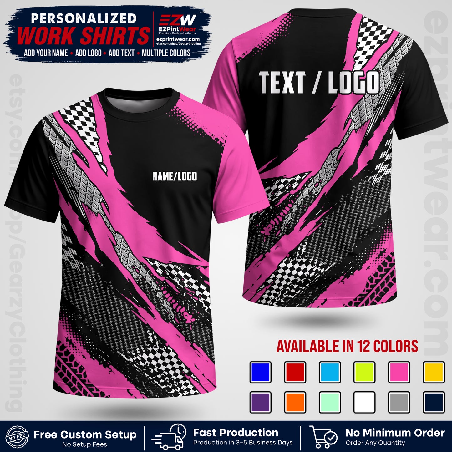 Custom Racing Shirt with Name, Logo & Text | Race Team Uniform | Crew Apparel RC05