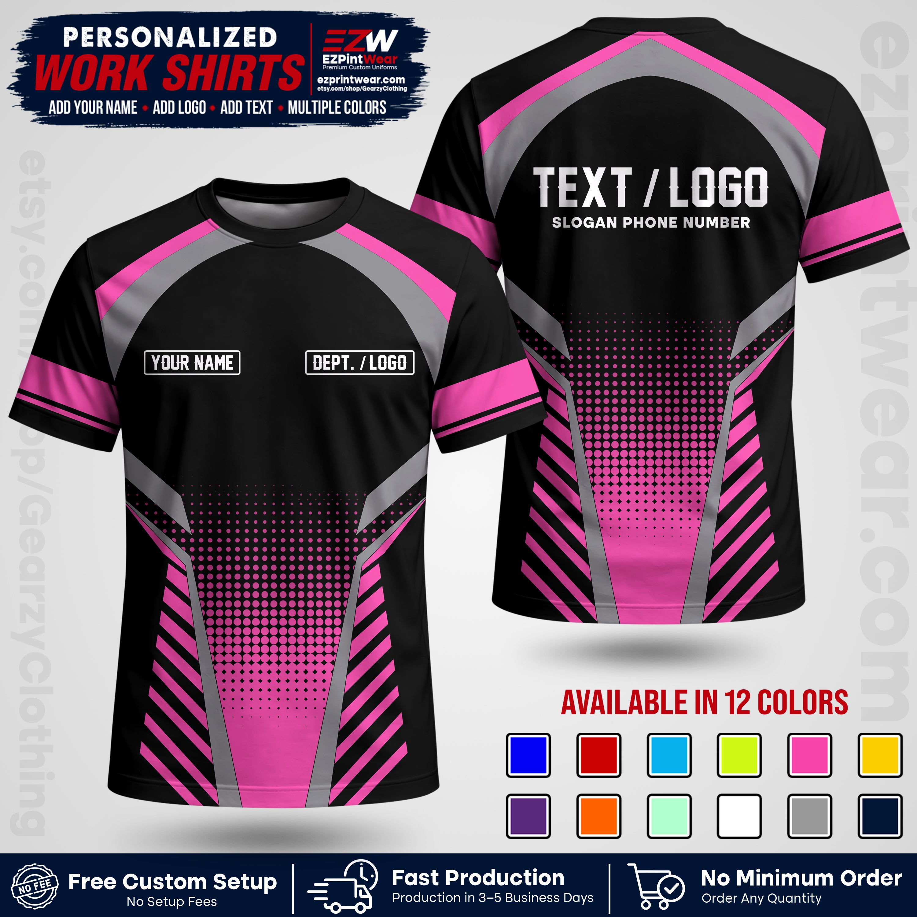 Custom All Over Print Work Uniform Shirt with Name, Logo & Text | Custom Hawaiian Shirt | Company Shirt | Employee Uniform UNF19