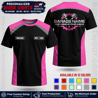 Custom Mechanic Work Shirt with Name, Logo & Text | Auto Shop Uniform | Workwear MCN 06