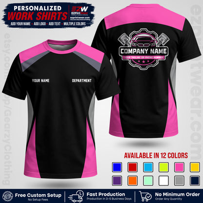 Custom Mechanic Work Shirt with Name, Logo & Text | Auto Shop Uniform | Workwear MCN 08