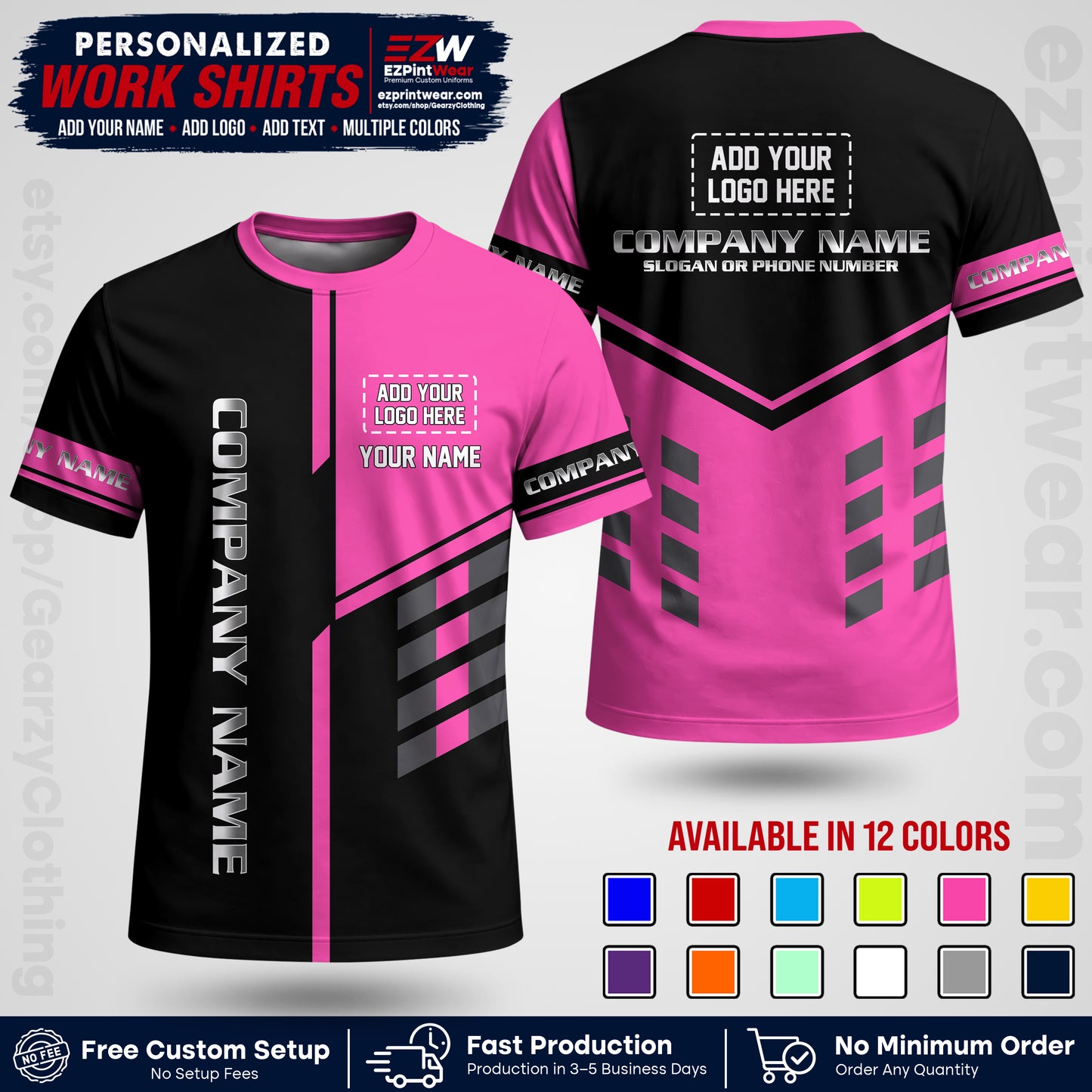 Custom All Over Print Work Uniform Shirt with Name, Logo & Text | Custom Hawaiian Shirt | Company Shirt | Employee Uniform UNF09