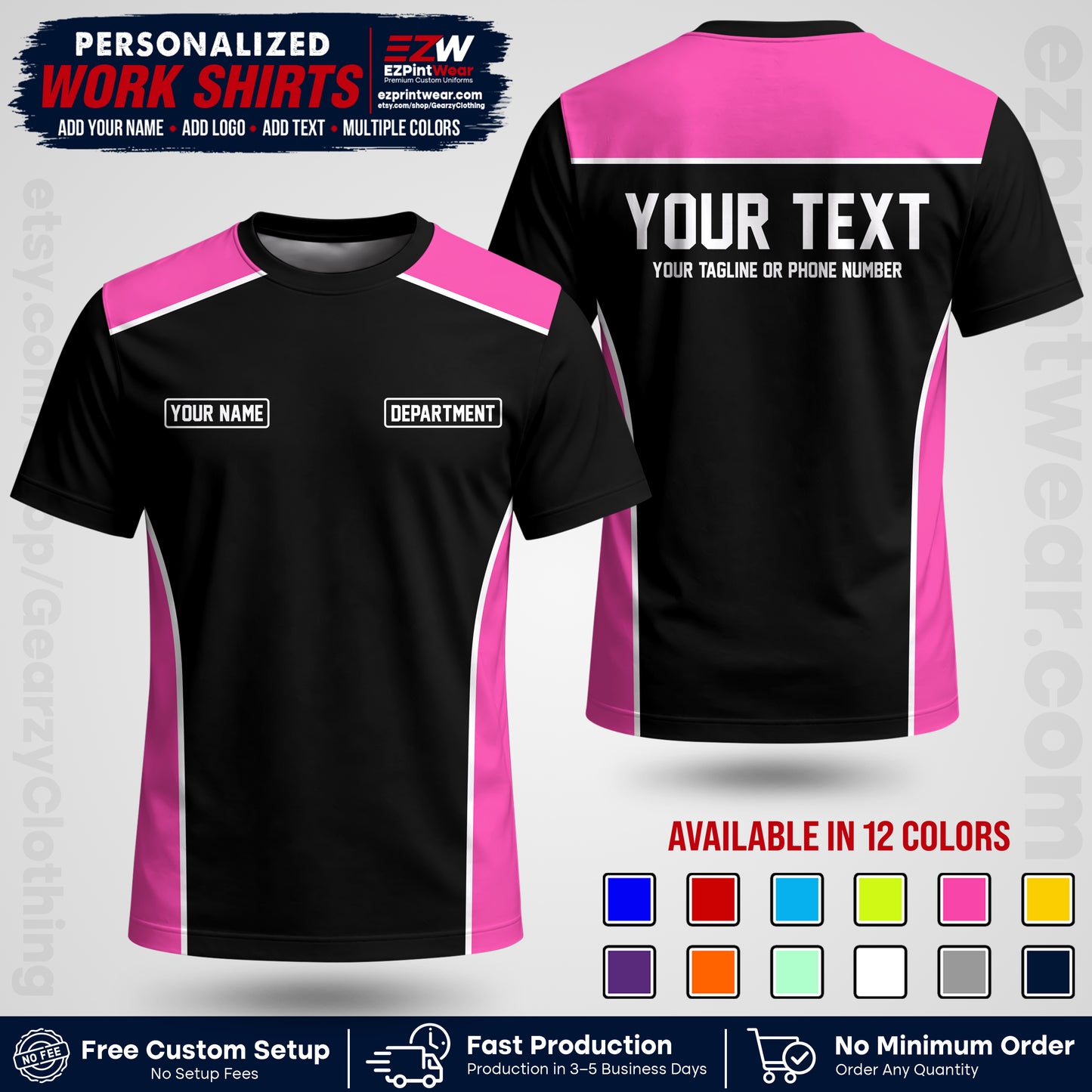 Custom All Over Print Work Uniform Shirt with Name, Logo & Text | Custom Hawaiian Shirt | Company Shirt | Employee Uniform UNF12