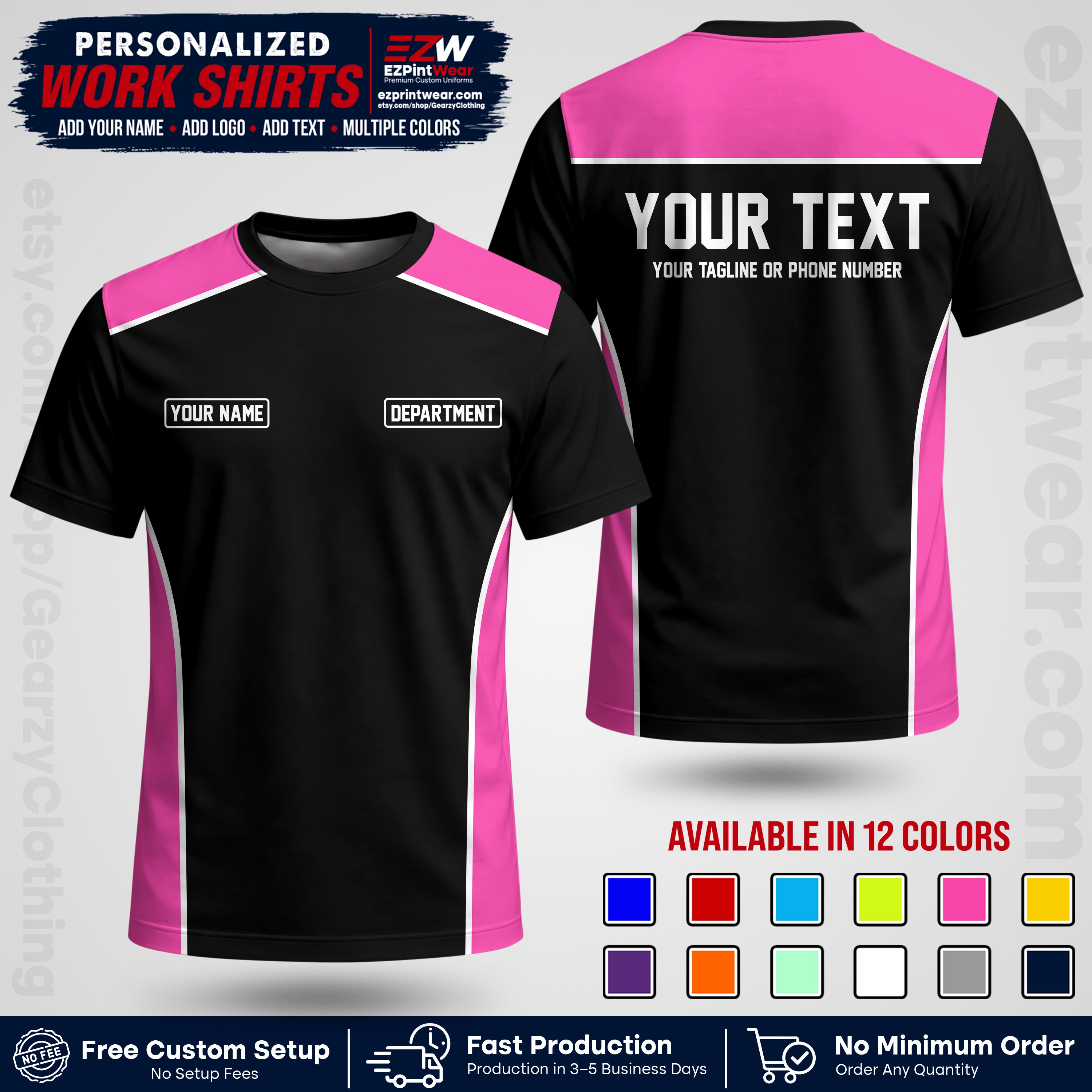 Custom All Over Print Work Uniform Shirt with Name, Logo & Text | Custom Hawaiian Shirt | Company Shirt | Employee Uniform UNF12