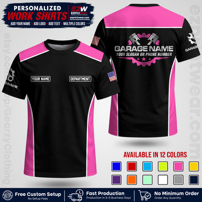 Custom Mechanic Work Shirt with Name, Logo & Text | Auto Shop Uniform | Workwear MCN 07