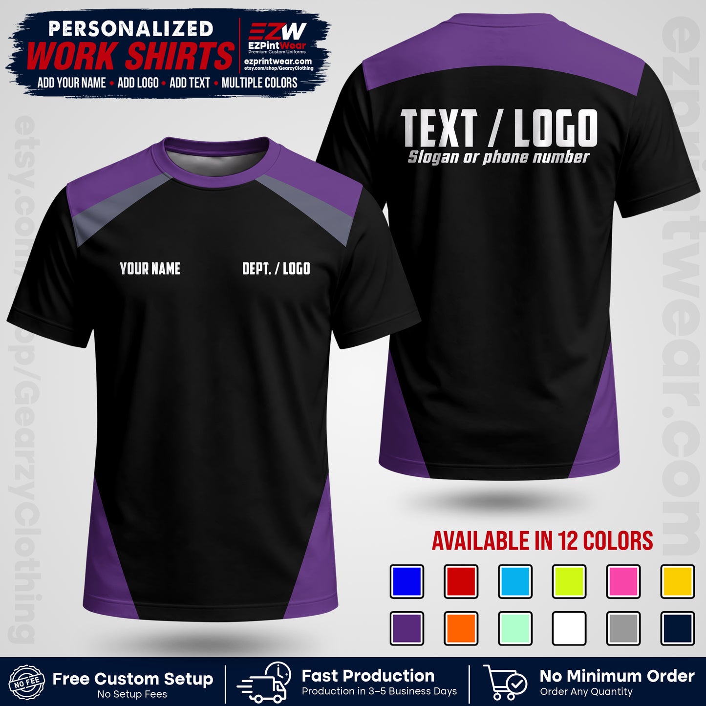 Custom All Over Print Work Uniform Shirt with Name, Logo & Text | Custom Hawaiian Shirt | Company Shirt | Employee Uniform UNF02
