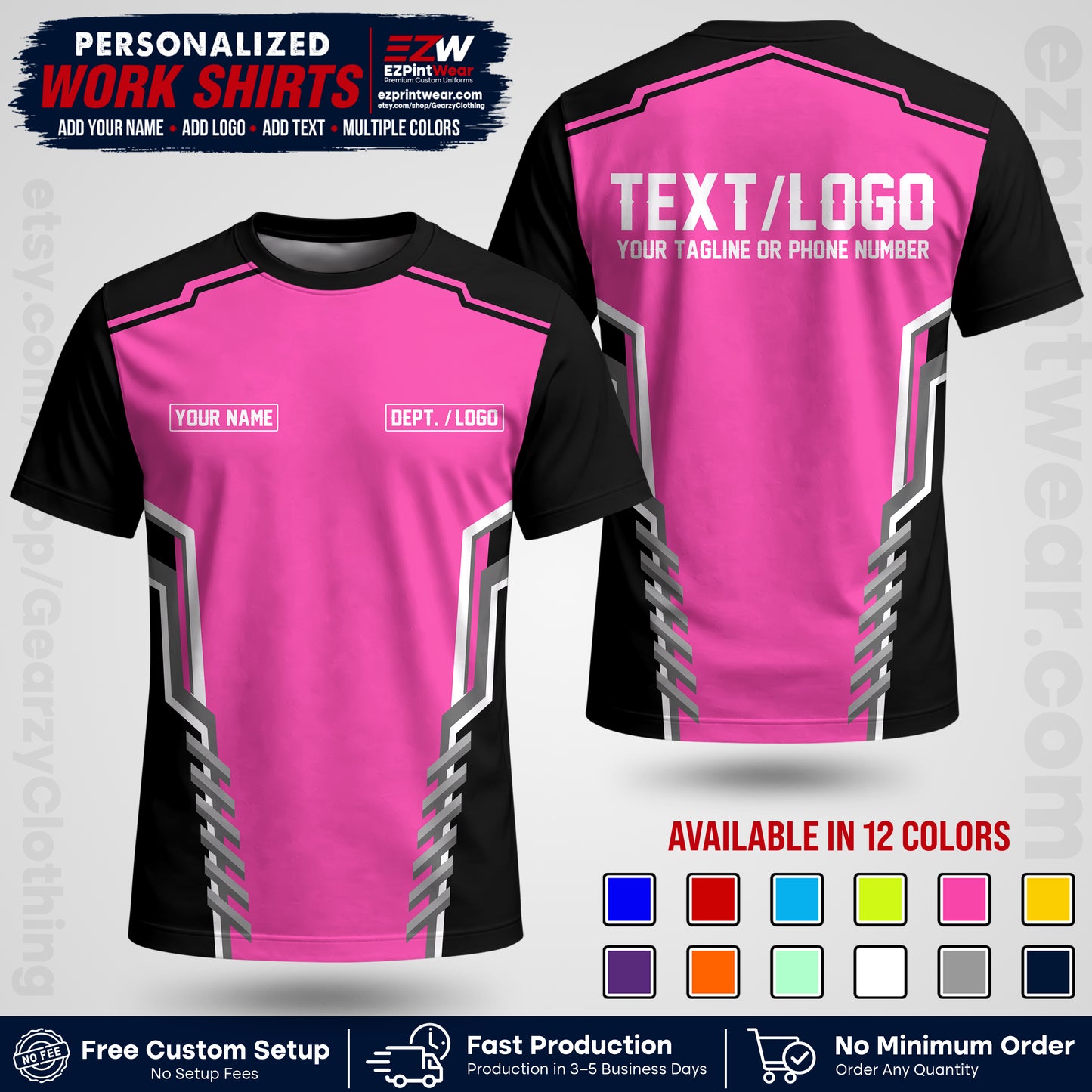 Custom All Over Print Work Uniform Shirt with Name, Logo & Text | Custom Hawaiian Shirt | Company Shirt | Employee Uniform UNF15