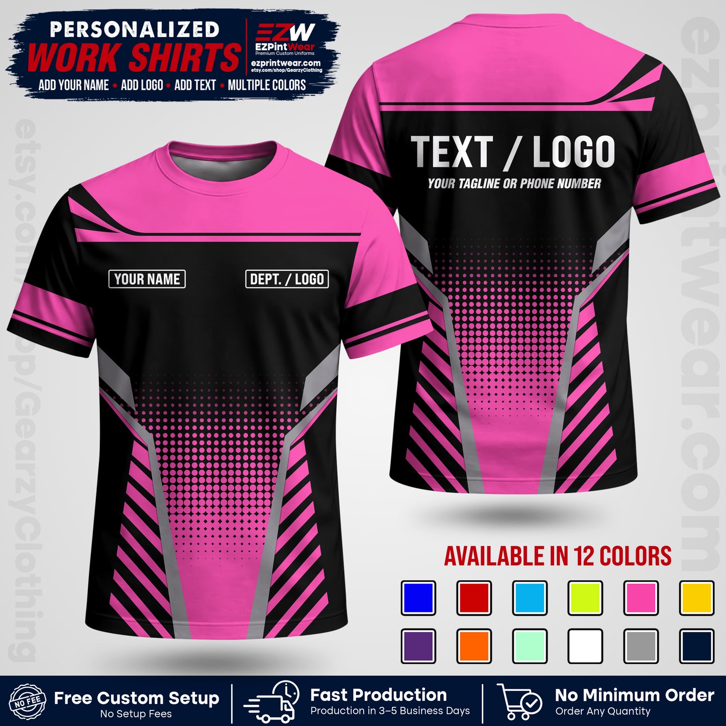Custom All Over Print Work Uniform Shirt with Name, Logo & Text | Custom Hawaiian Shirt | Company Shirt | Employee Uniform UNF08