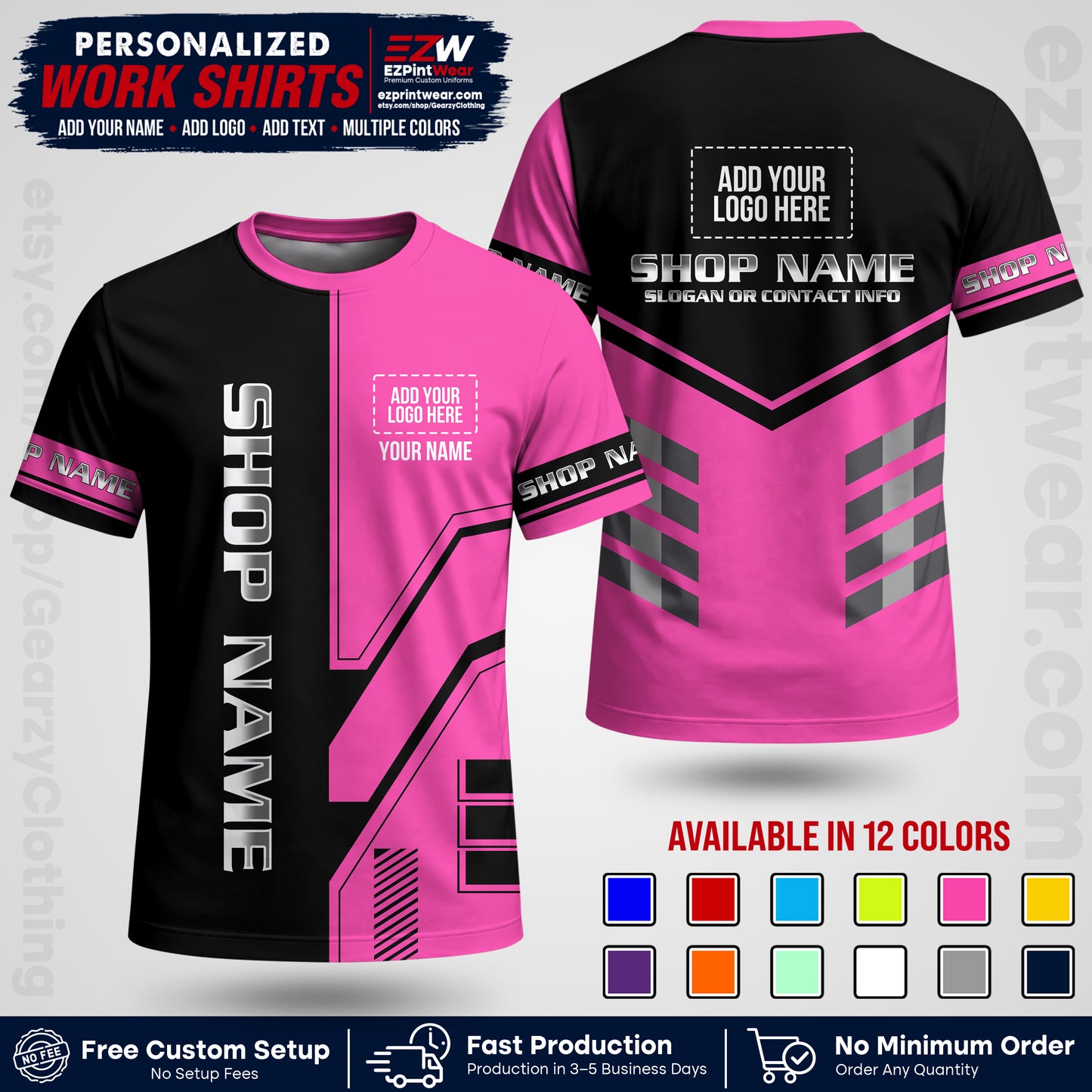 Custom All Over Print Work Uniform Shirt with Name, Logo & Text | Custom Hawaiian Shirt | Company Shirt | Employee Uniform UNF11