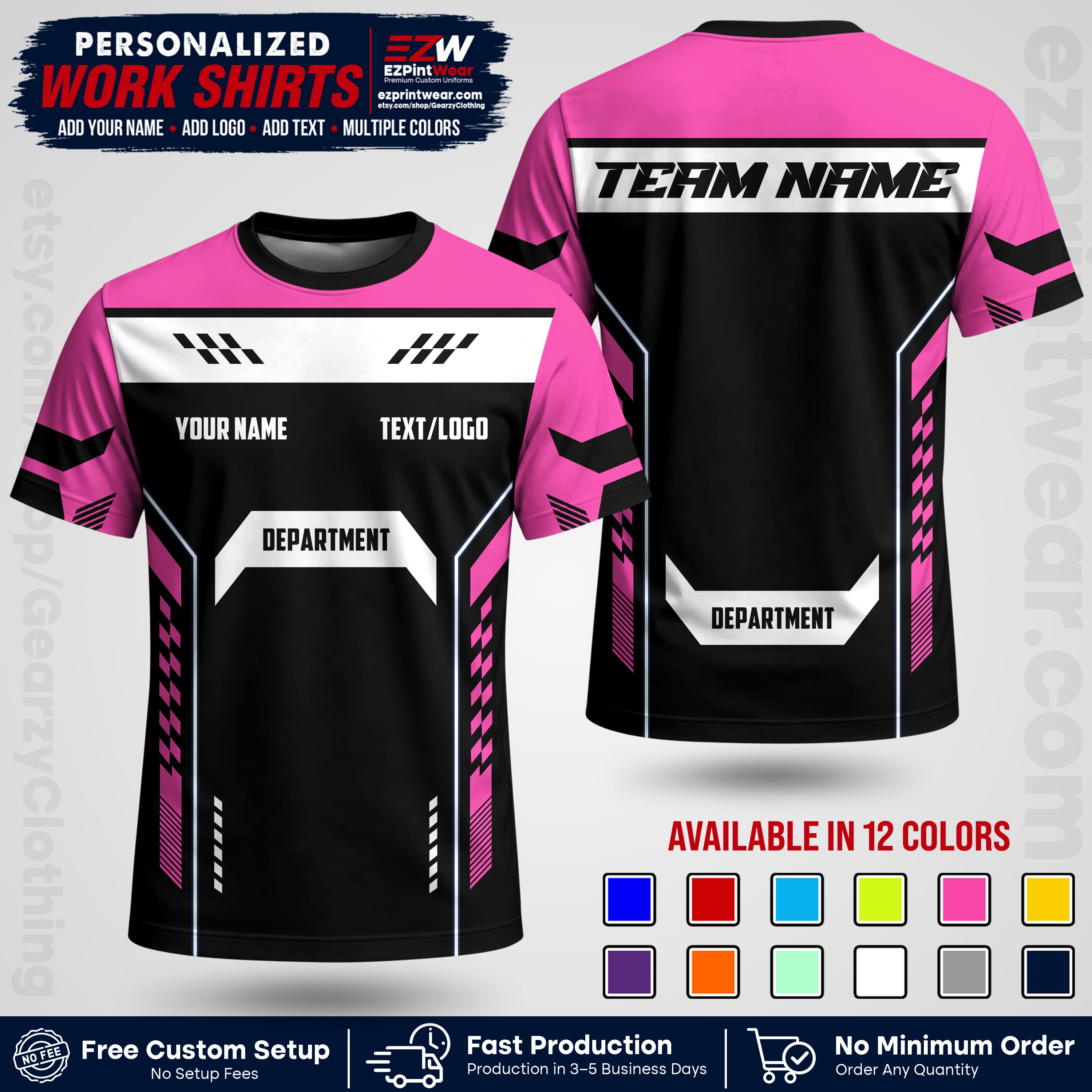 Custom All Over Print Work Uniform Shirt with Name, Logo & Text | Custom Hawaiian Shirt | Company Shirt | Employee Uniform UNF18