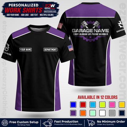 Custom Mechanic Work Shirt with Name, Logo & Text | Auto Shop Uniform | Workwear MCN 07