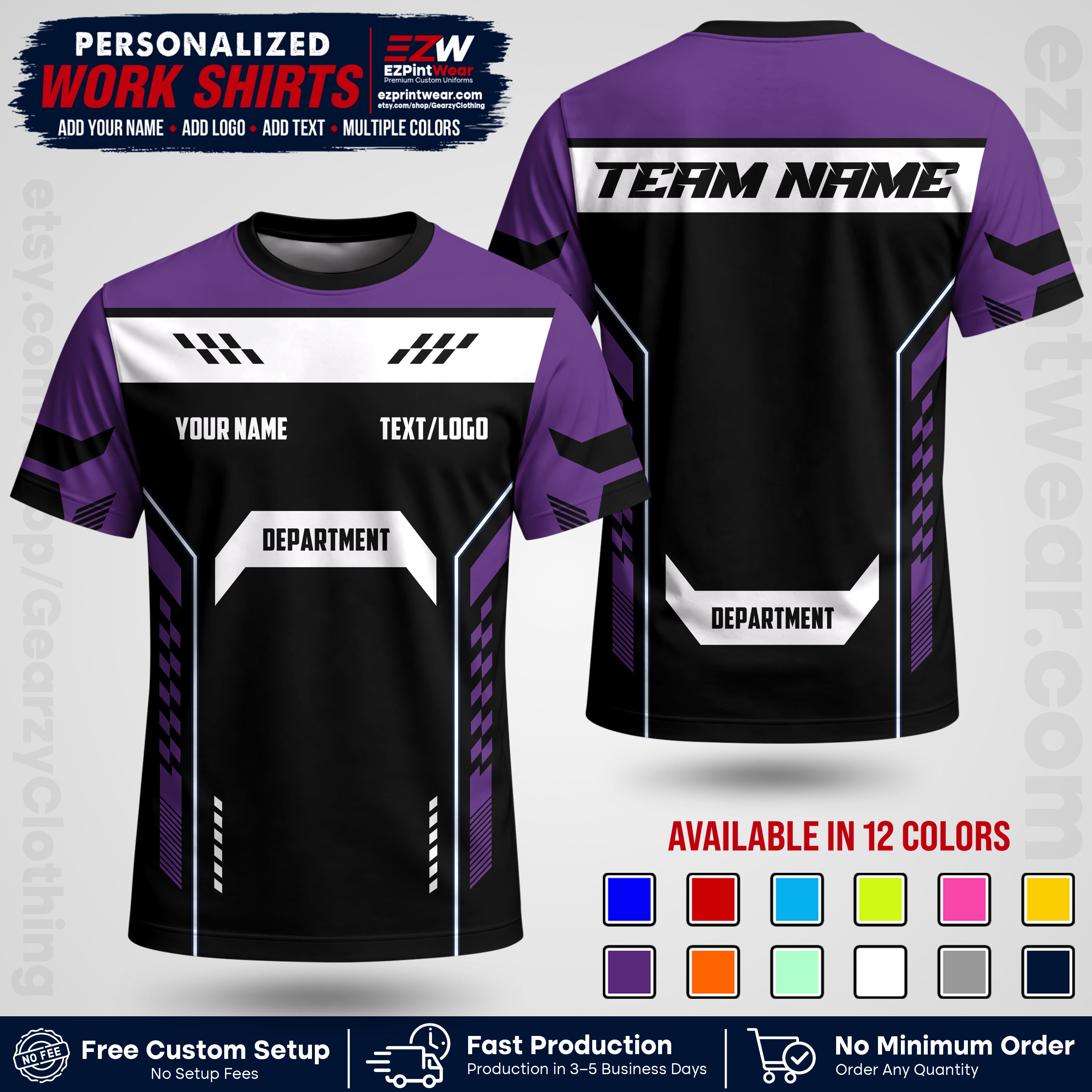 Custom All Over Print Work Uniform Shirt with Name, Logo & Text | Custom Hawaiian Shirt | Company Shirt | Employee Uniform UNF18