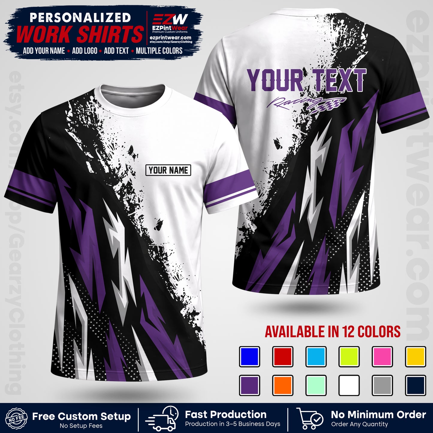Custom Racing Shirt with Name, Logo & Text | Race Team Uniform | Crew Apparel RC08